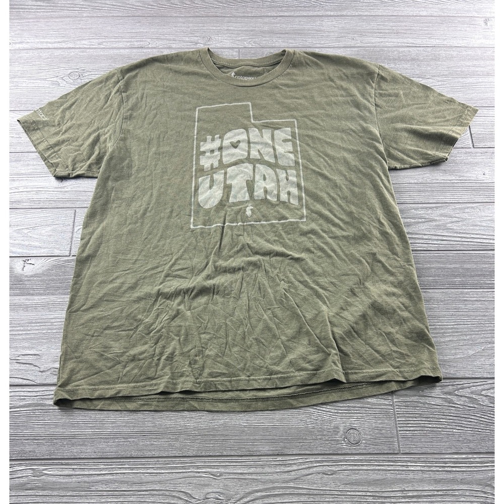 Cotopaxi Mens XXL One Utah Graphic T-Shirt Olive Green Short Sleeve Tee 1691